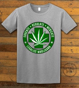 This is the main graphic design on a gray shirt for the Weed Shirt: Legalize Medical Marijuana