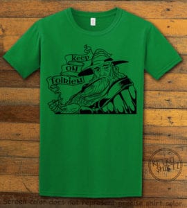 This is the main graphic design on a green shirt for the Weed Shirt: Gandalf Smoking Pipeweed