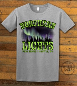 This is the main graphic design on a gray shirt for the Weed Shirt: Northern Lights Indica