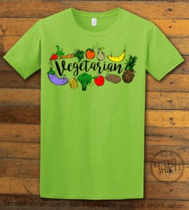 This is the main graphic design on a lime shirt for the Weed Shirt: Vegetarian
