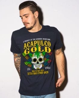 This is the main model photo for the Weed Shirt: Acapulco Gold Sativa Indica Hybrid