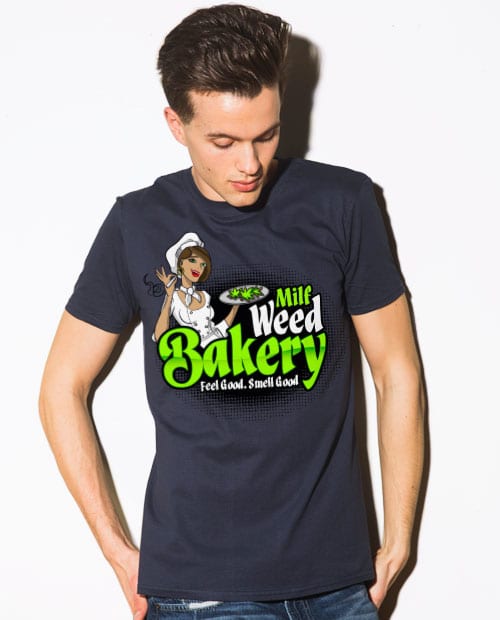 This is the main model photo for the Weed Shirt: Milf Weed Bakery
