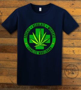 This is the main graphic design on a navy shirt for the Weed Shirt: Legalize Medical Marijuana