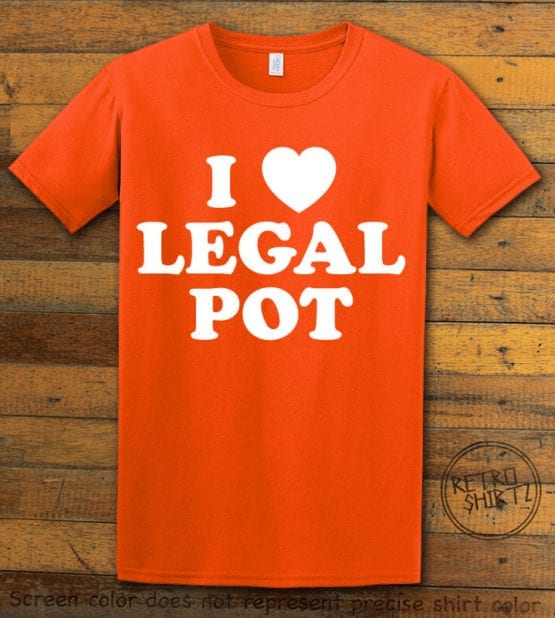 This is the main graphic design on a orange shirt for the Weed Shirt: I Heart Pot