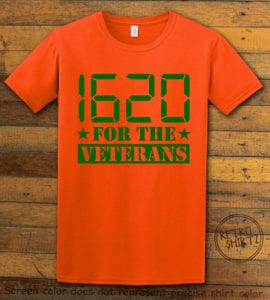This is the main graphic design on a orange shirt for the Weed Shirt: 1620 Veterans