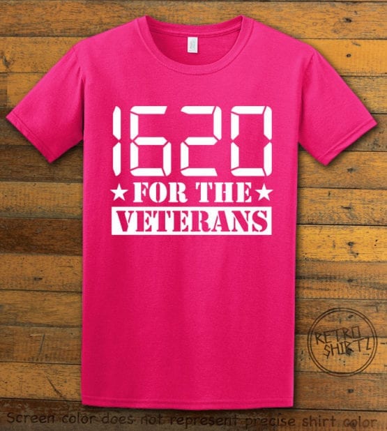 This is the main graphic design on a pink shirt for the Weed Shirt: 1620 Veterans