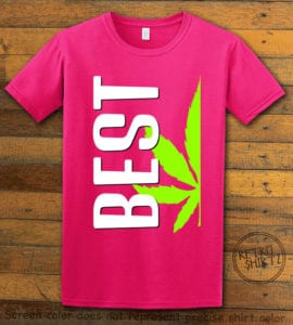 This is the main graphic design on a pink shirt for the Weed Shirt: Best of Best Buds