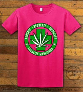 This is the main graphic design on a pink shirt for the Weed Shirt: Legalize Medical Marijuana