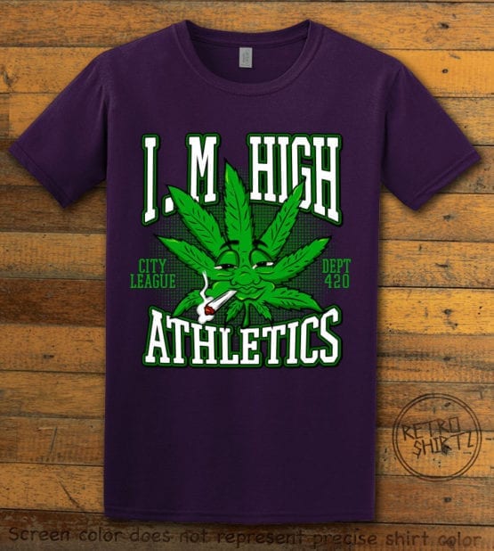 This is the main graphic design on a purple shirt for the Weed Shirt: Marijuana High School