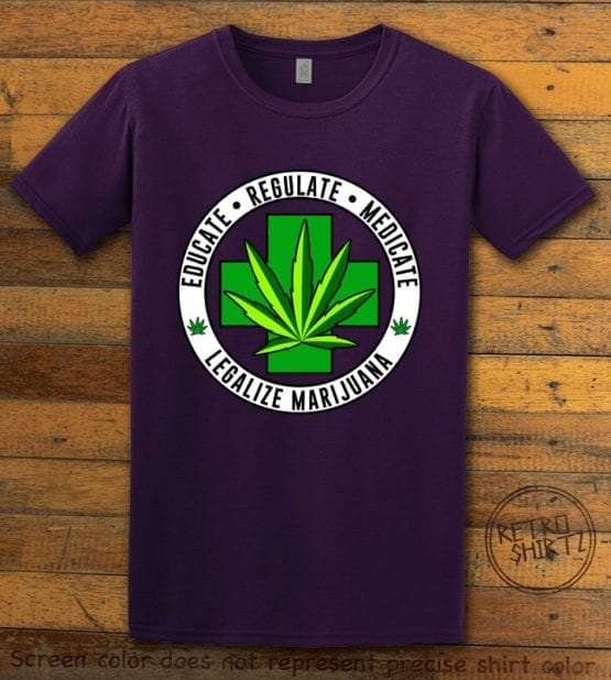 This is the main graphic design on a purple shirt for the Weed Shirt: Legalize Medical Marijuana