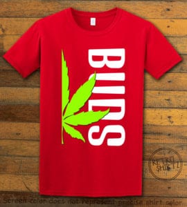 This is the main graphic design on a red shirt for the Weed Shirt: Buds of Best Buds