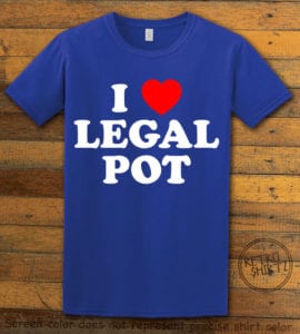 This is the main graphic design on a royal shirt for the Weed Shirt: I Heart Pot