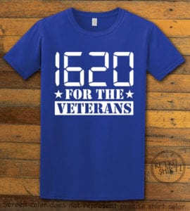 This is the main graphic design on a royal shirt for the Weed Shirt: 1620 Veterans
