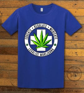 This is the main graphic design on a royal shirt for the Weed Shirt: Legalize Medical Marijuana