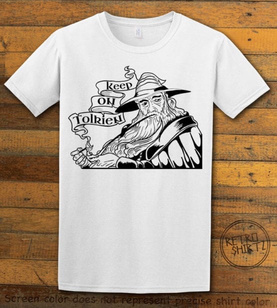 This is the main graphic design on a white shirt for the Weed Shirt: Gandalf Smoking Pipeweed