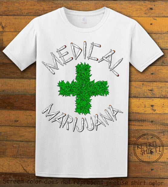 This is the main graphic design on a white shirt for the Weed Shirt: Medical Marijuana