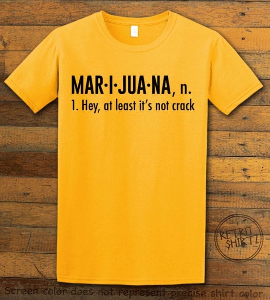 This is the main graphic design on a yellow shirt for the Weed Shirt: Marijuana Definition