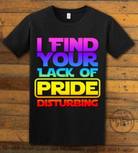 This is the main graphic design on a black shirt for the Pride Shirts: Star Wars Gay Pride
