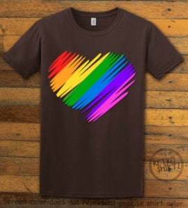 This is the main graphic design on a brown shirt for the Pride Shirts: Pride Heart