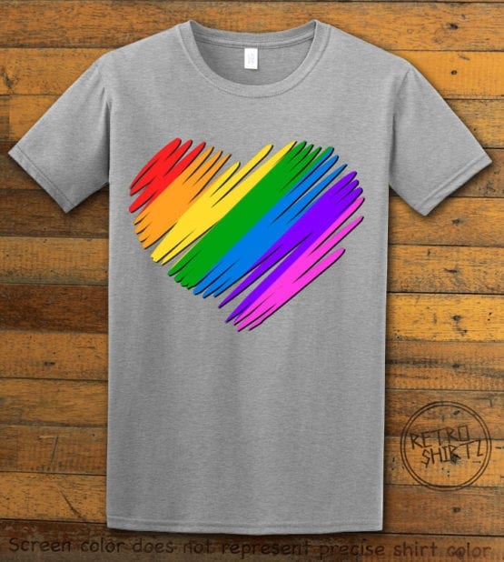 This is the main graphic design on a gray shirt for the Pride Shirts: Pride Heart