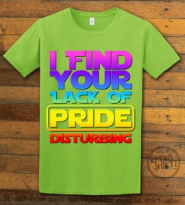 This is the main graphic design on a lime shirt for the Pride Shirts: Star Wars Gay Pride