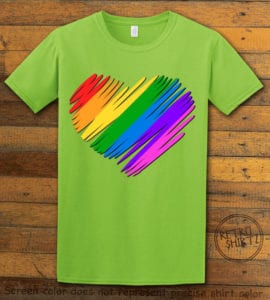 This is the main graphic design on a lime shirt for the Pride Shirts: Pride Heart