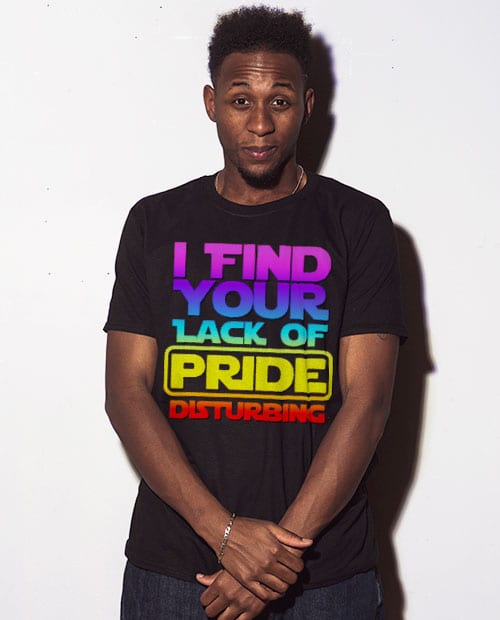 This is the main model photo for the Pride Shirts: Star Wars Gay Pride