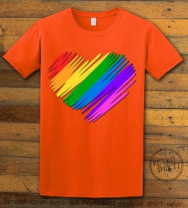 This is the main graphic design on a orange shirt for the Pride Shirts: Pride Heart