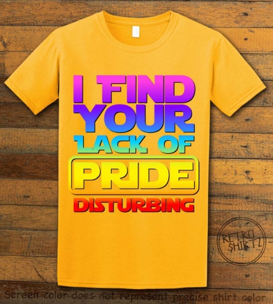 This is the main graphic design on a yellow shirt for the Pride Shirts: Star Wars Gay Pride