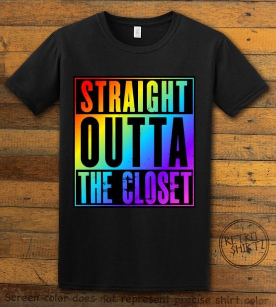 This is the main graphic design on a black shirt for the Pride Shirts: Straight Out of the Closet