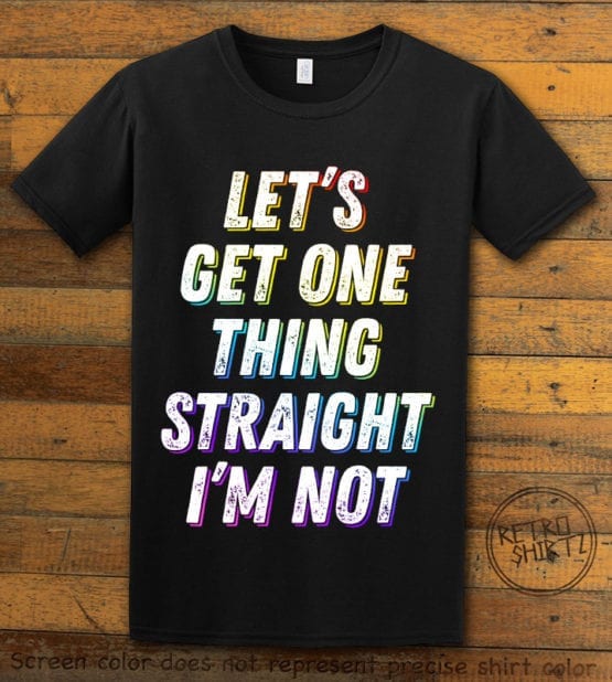 This is the main graphic design on a black shirt for the Pride Shirts: Not Straight