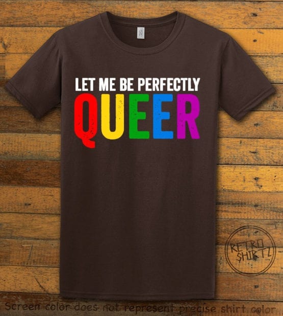 This is the main graphic design on a brown shirt for the Pride Shirts: Perfectly Queer