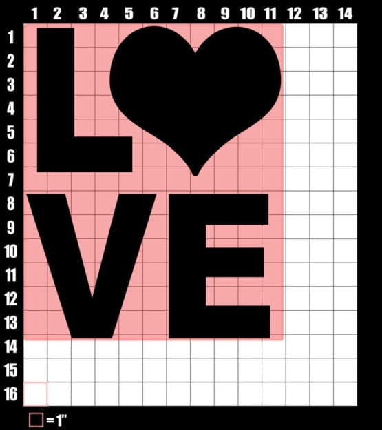 These are the graphic design dimensions for the Pride Shirts: Love Heart Rainbow