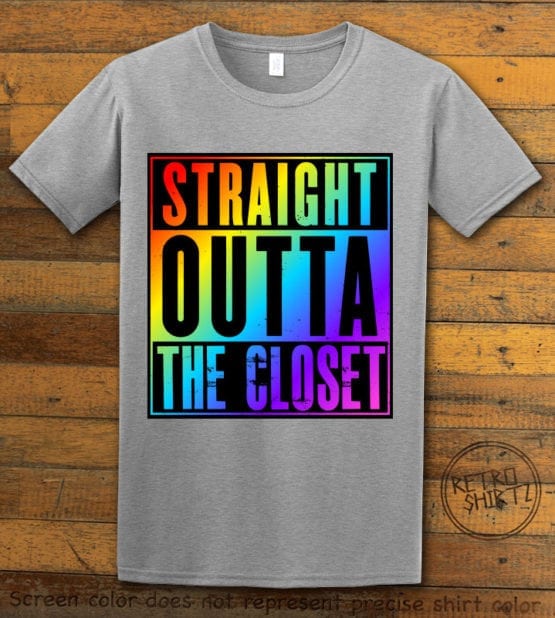 This is the main graphic design on a gray shirt for the Pride Shirts: Straight Out of the Closet