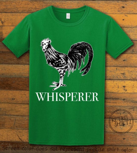 This is the main graphic design on a green shirt for the Pride Shirts: Cock Whisperer
