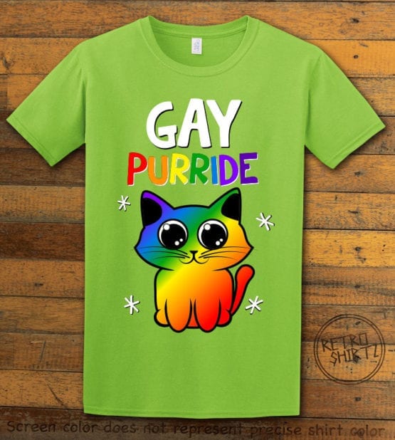 This is the main graphic design on a Lime shirt for the Pride Shirts: Gay Pride Kitten