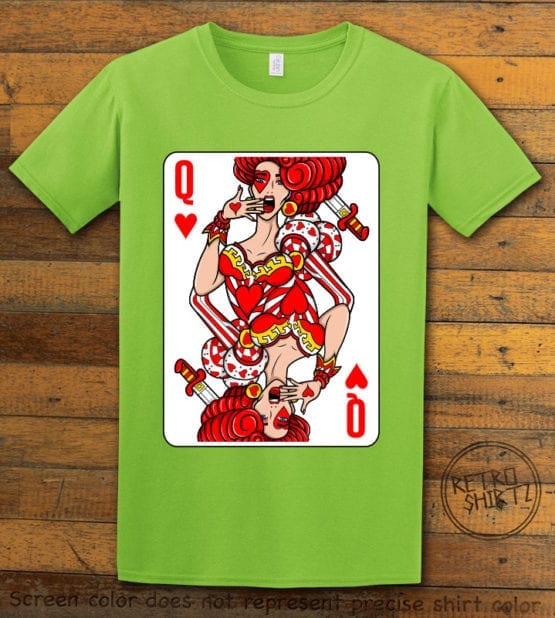 This is the main graphic design on a lime shirt for the Pride Shirts: Drag Queen of Hearts