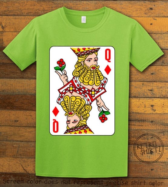 This is the main graphic design on a lime shirt for the Pride Shirts: Drag Queen of Diamonds