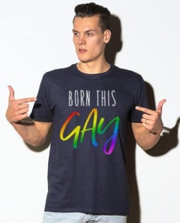 This is the main model photo for the Pride Shirts: Born This Gay