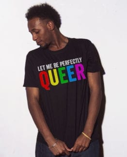 This is the main model photo for the Pride Shirts: Perfectly Queer