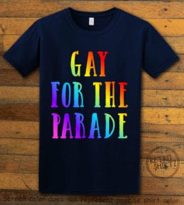 This is the main graphic design on a navy shirt for the Pride Shirts: Pride Parade