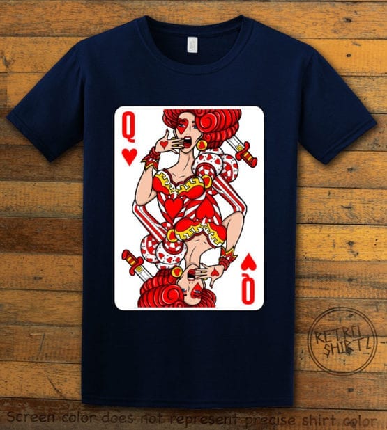 This is the main graphic design on a navy shirt for the Pride Shirts: Drag Queen of Hearts
