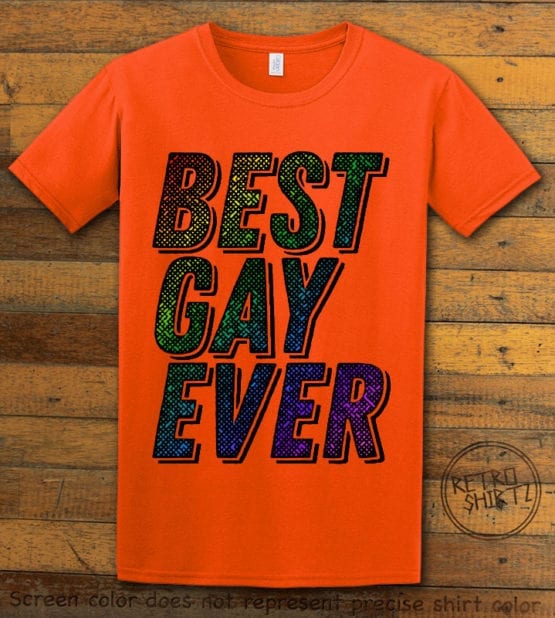 This is the main graphic design on a orange shirt for the Pride Shirts: Best Gay Ever
