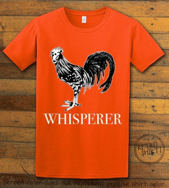 This is the main graphic design on a orange shirt for the Pride Shirts: Cock Whisperer