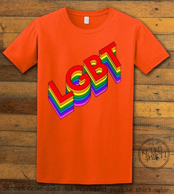 This is the main graphic design on a orange shirt for the Pride Shirts: Retro LGBT