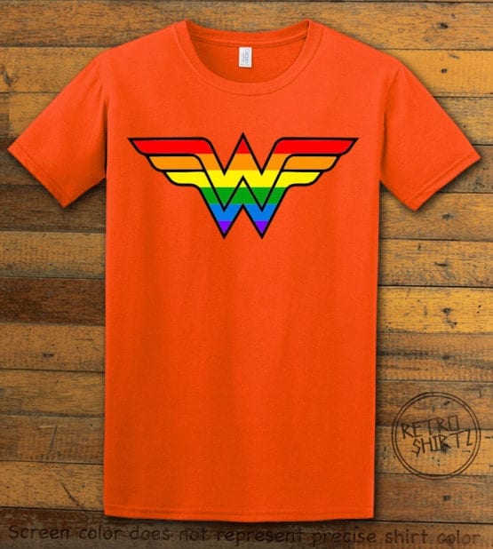 This is the main graphic design on a orange shirt for the Pride Shirts: Wonder Woman Pride