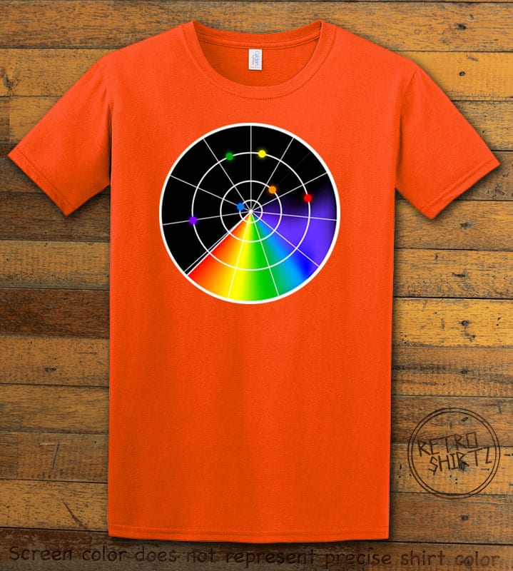 This is the main graphic design on a orange shirt for the Pride Shirts: Gaydar