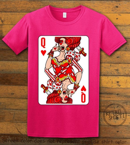 This is the main graphic design on a pink shirt for the Pride Shirts: Drag Queen of Hearts