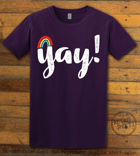 This is the main graphic design on a purple shirt for the Pride Shirts: Yay Gay Rainbow