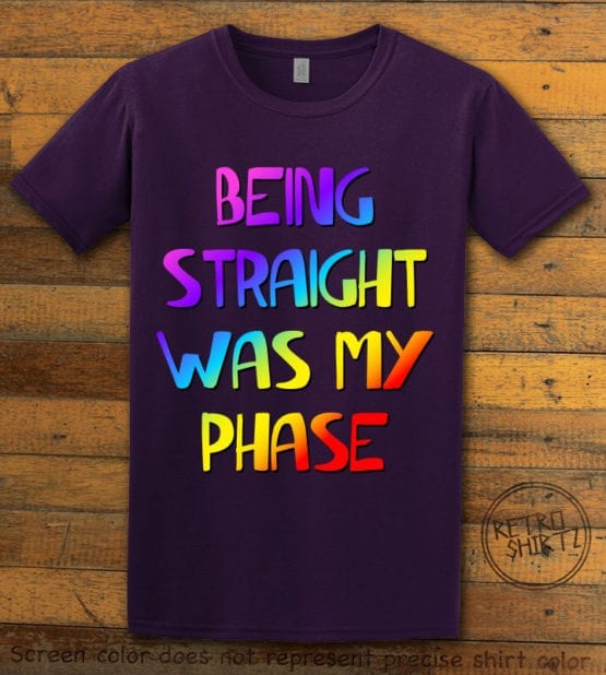 This is the main graphic design on a purple shirt for the Pride Shirts: Straight Was My Phase